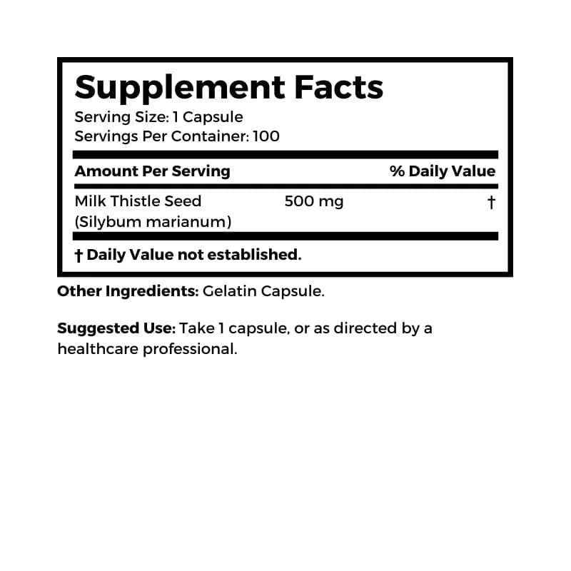 Dr Clark Store Milk Thistle Seed Supplement 500mg Capsule, 100 Capsules