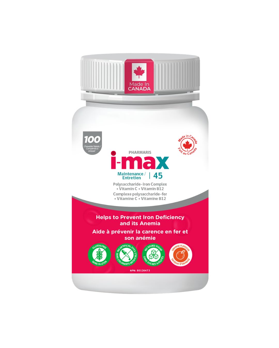 Pharmaris i-max Maintenance Iron Supplement Chewable Tablet, 100 Count