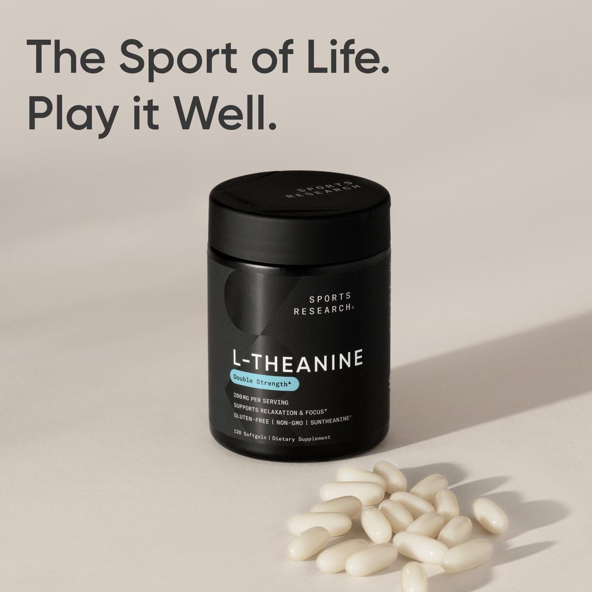Sports Research L-Theanine 200mg with Suntheanine Softgels, 120 Count