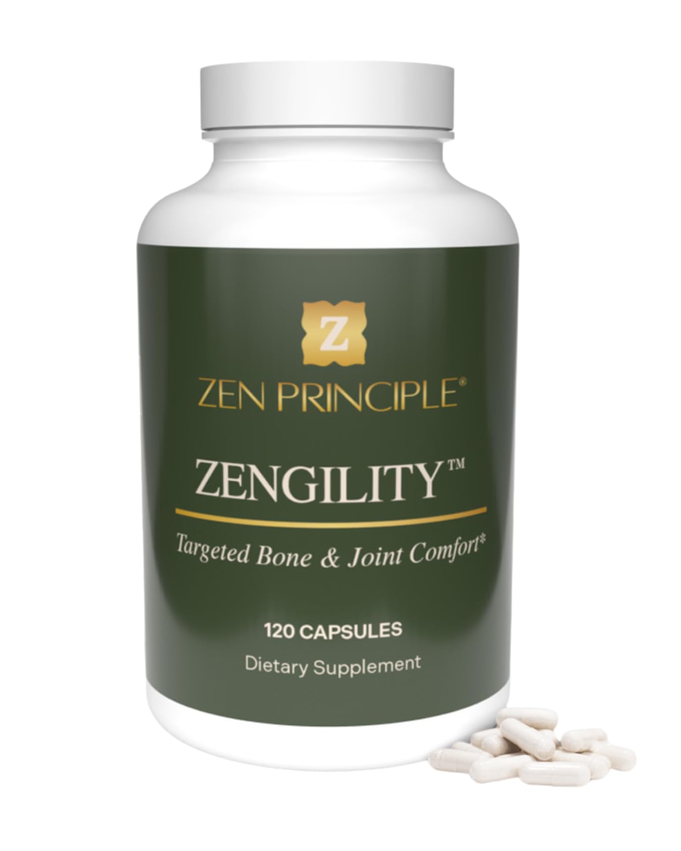 Zen Principle Zengility Joint Support & Bone Strength Supplement – Fast-Acting Relief with MSM, Plant Calcium, Vitamin K2 & D3. Shellfish-Free Vegan Formula for Mobility & Comfort, 120 Capsules