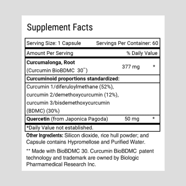 Advanced Bionutritionals Curcumitol-Q® BioBDMC® Curcumin Supplement with Quercetin 60 Tablets