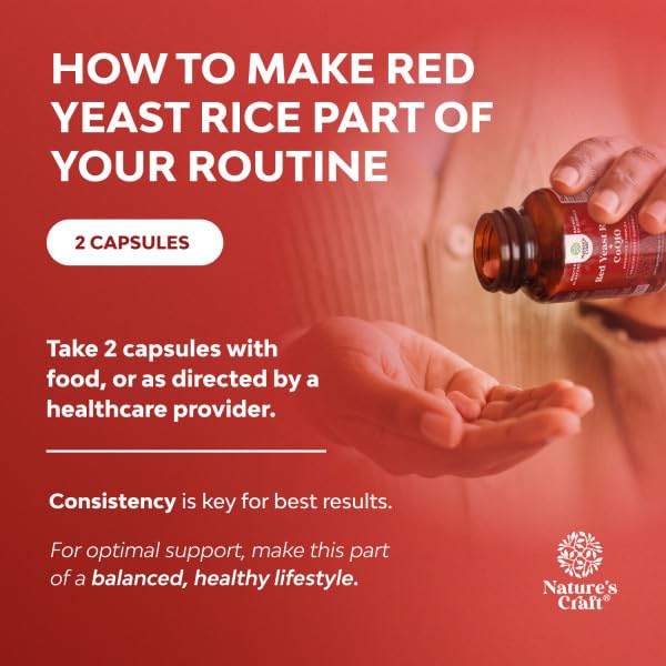 Natures Craft Red Yeast Rice with CoQ10 Capsules, 120 Count