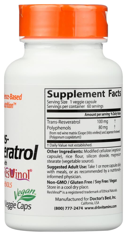 Doctor's Best Resveratrol Capsule 60 Vegetarian Capsules