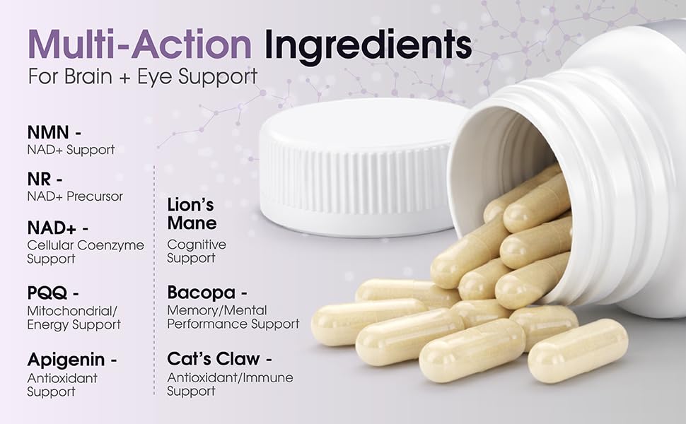 1LifeScience Cognition & Vision Support Supplement NAD+ Support Formula 60 Capsules