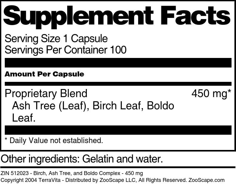 Terravita Birch, Ash Tree, and Boldo Complex - 450 mg - 300 Capsules