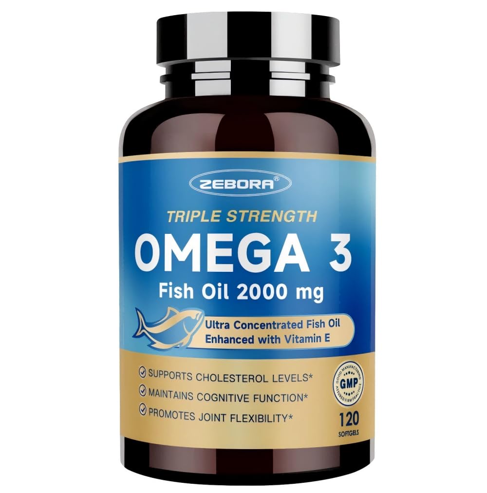 ZEBORA Triple Strength Omega-3 Fish Oil 2000mg Softgels 120