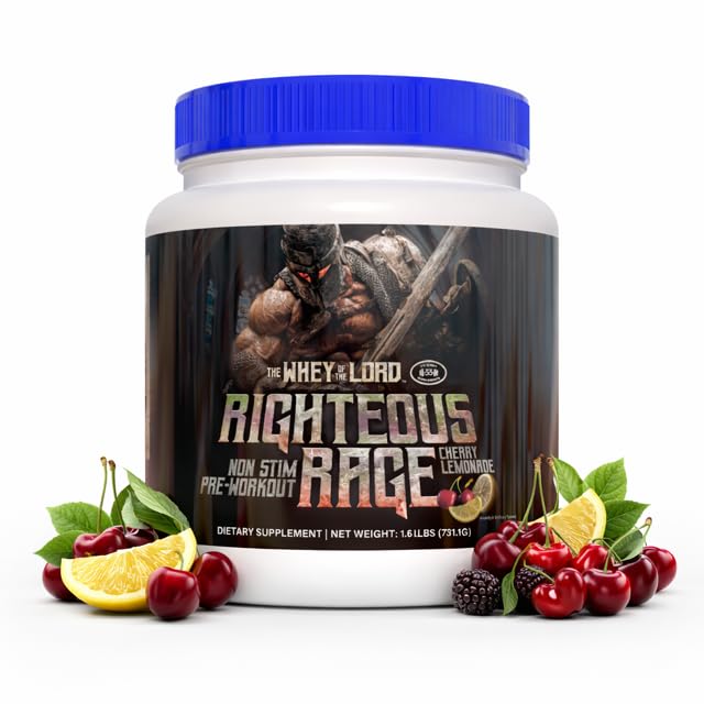 The Whey of The Lord Righteous Rage Non Stim Preworkout Powder, Cherry Lemonade, 25.76 oz