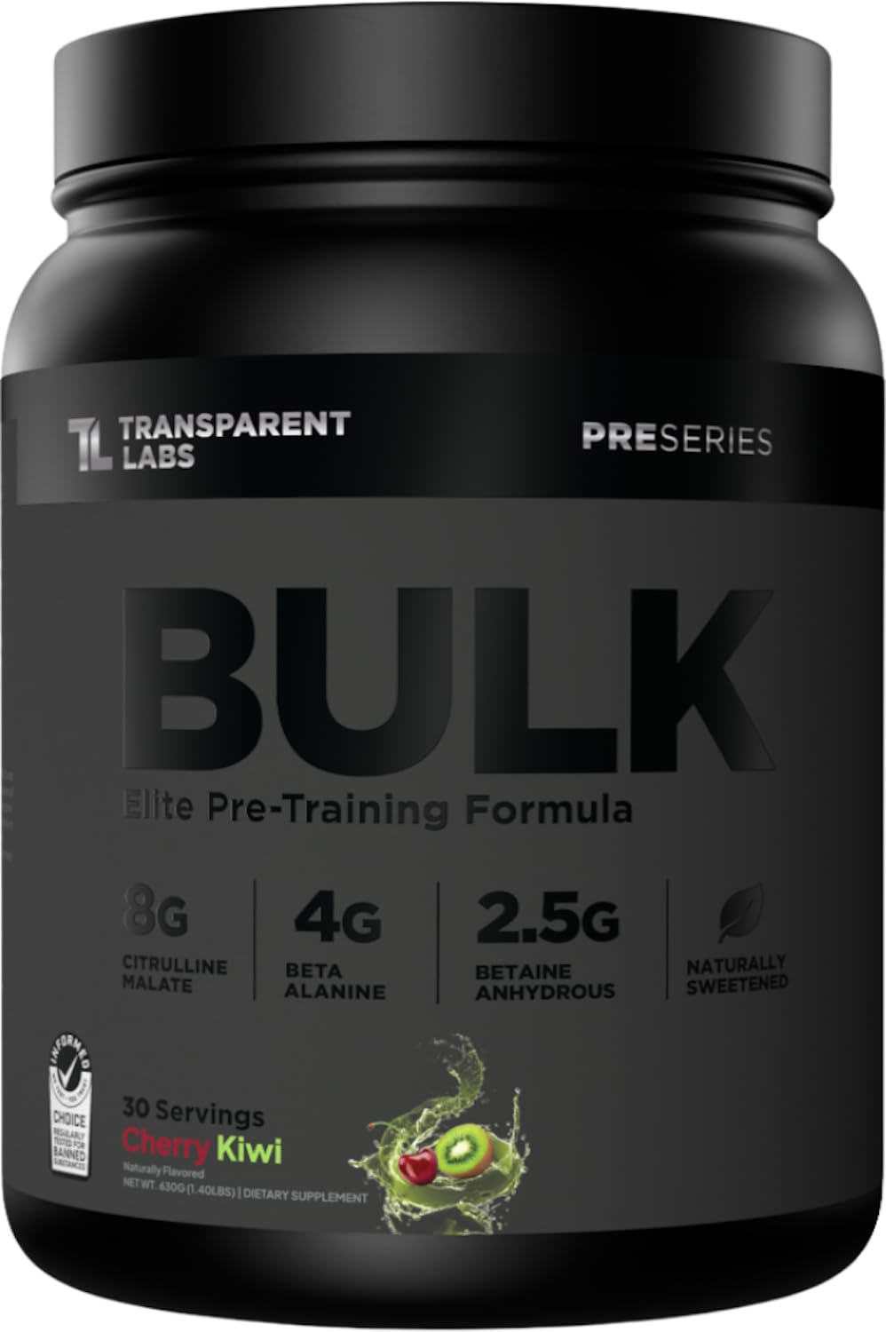 Transparent Labs Bulk Black Pre Workout Powder 30 Servings
