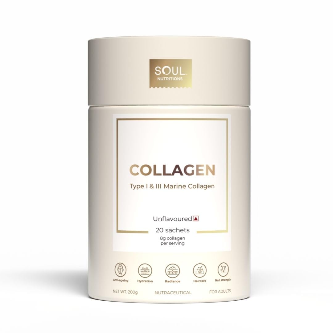 SOUL NUTRITIONS Marine Collagen Protein Powder, Unflavored, 20 Servings