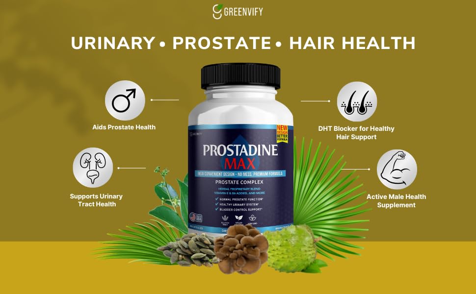 GREENVIFY Prostadine Max Prostate Supplements for Men 180 Capsules
