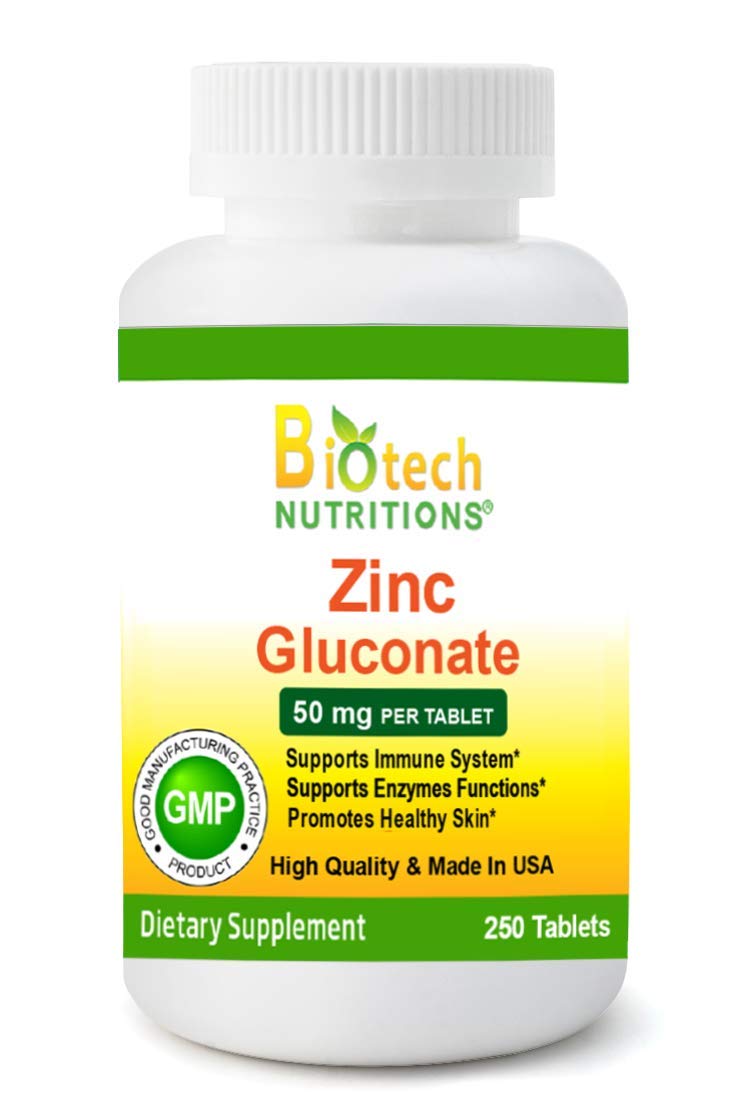 Biotech Nutritions Zinc Gluconate 50 mg Tablets, 250 Count