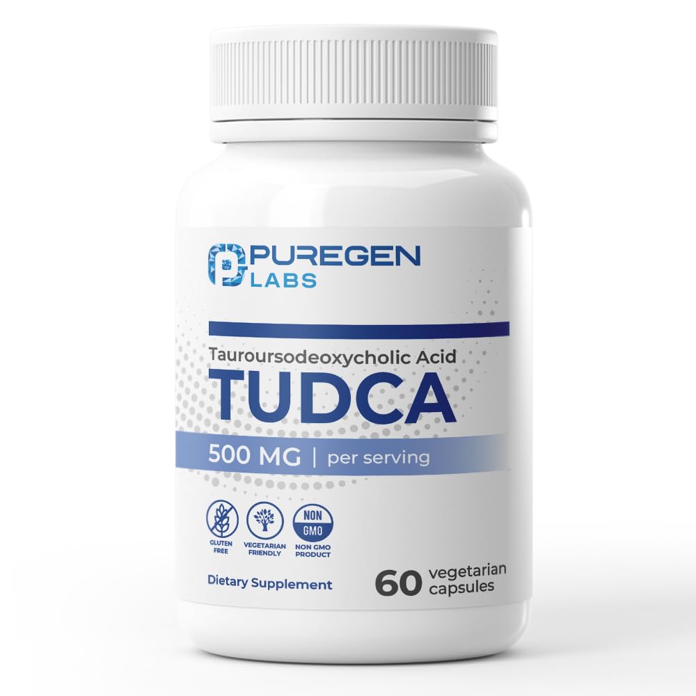 P Puregen Labs TUDCA (Tauroursodeoxycholic Acid) 500mg per Serving, Bile Salts Liver Supplement Capsule 60 Count