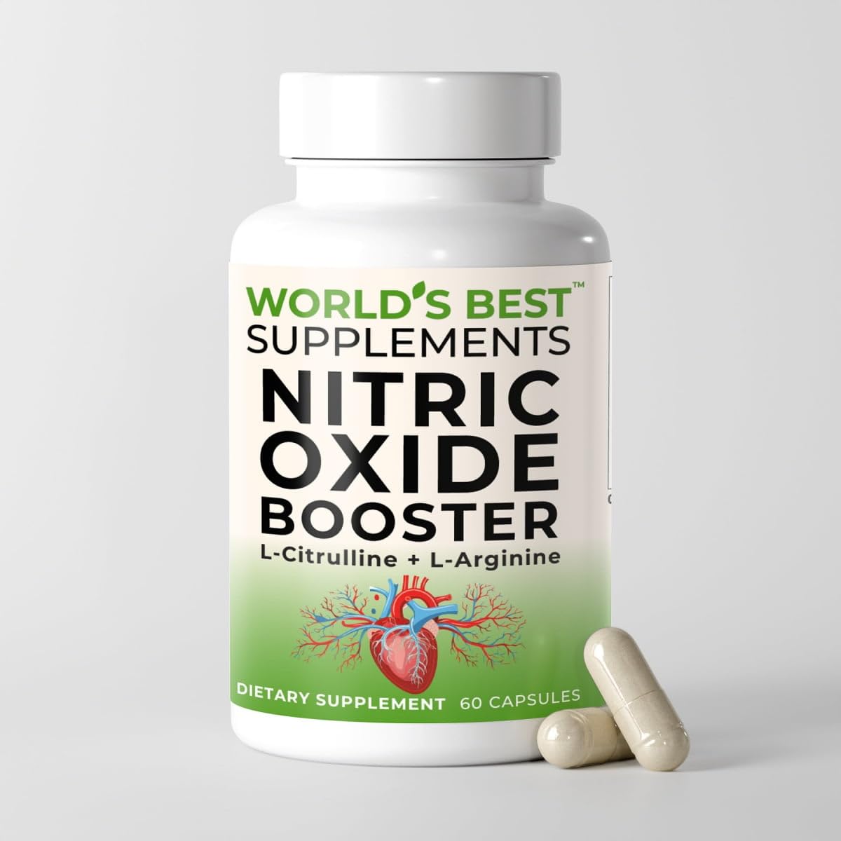 World's Best Supplements Nitric Oxide Booster, L-Arginine & L-Citrulline Complex, 400mg Capsule, 60 Capsules