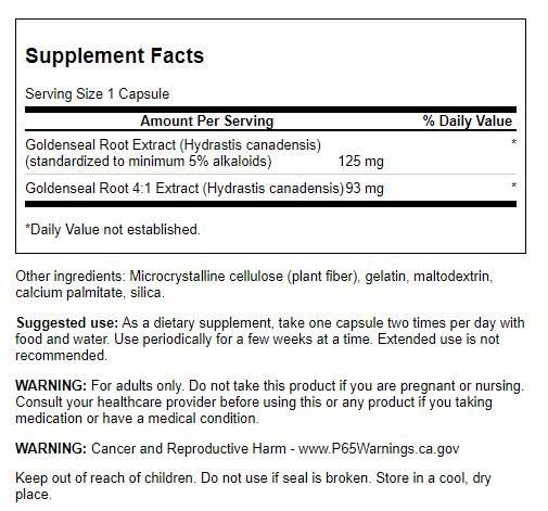 Swanson Goldenseal Root Capsules 120 Capsules