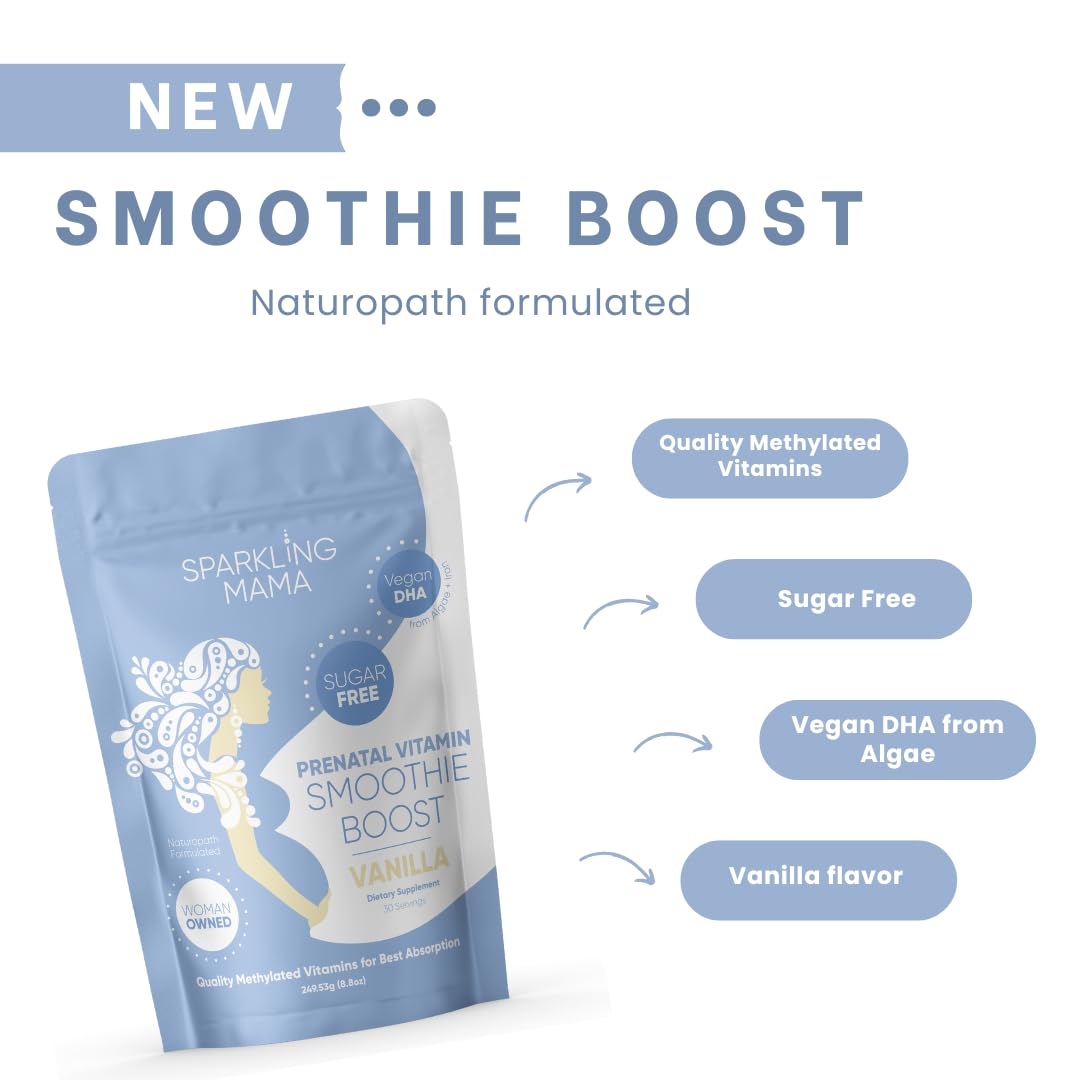Sparkling Mama Fizzelixir Prenatal Vitamin Vanilla Smoothie Boost Powder 8.8 Ounce