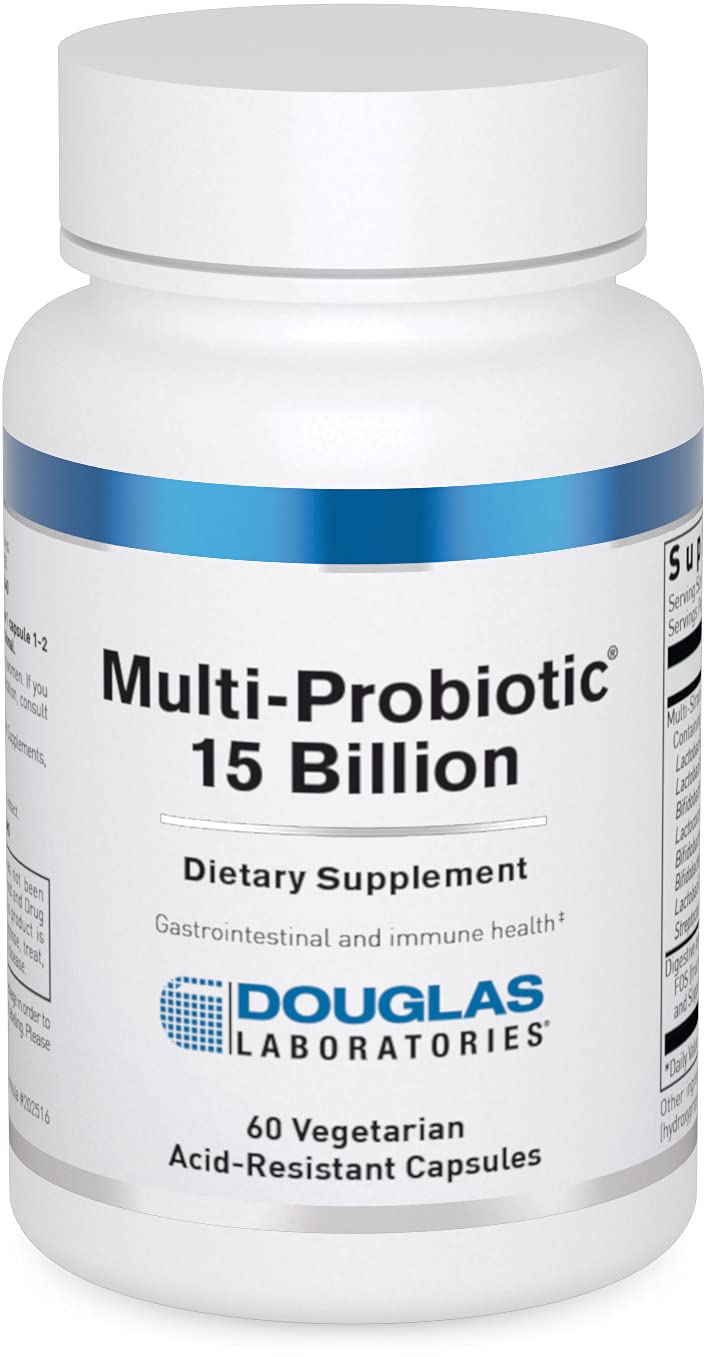 Douglas Laboratories Multi-Probiotic 15 Billion Multi-Strain Shelf-Stable Probiotic with Prebiotic FOS Capsules, 60 Count