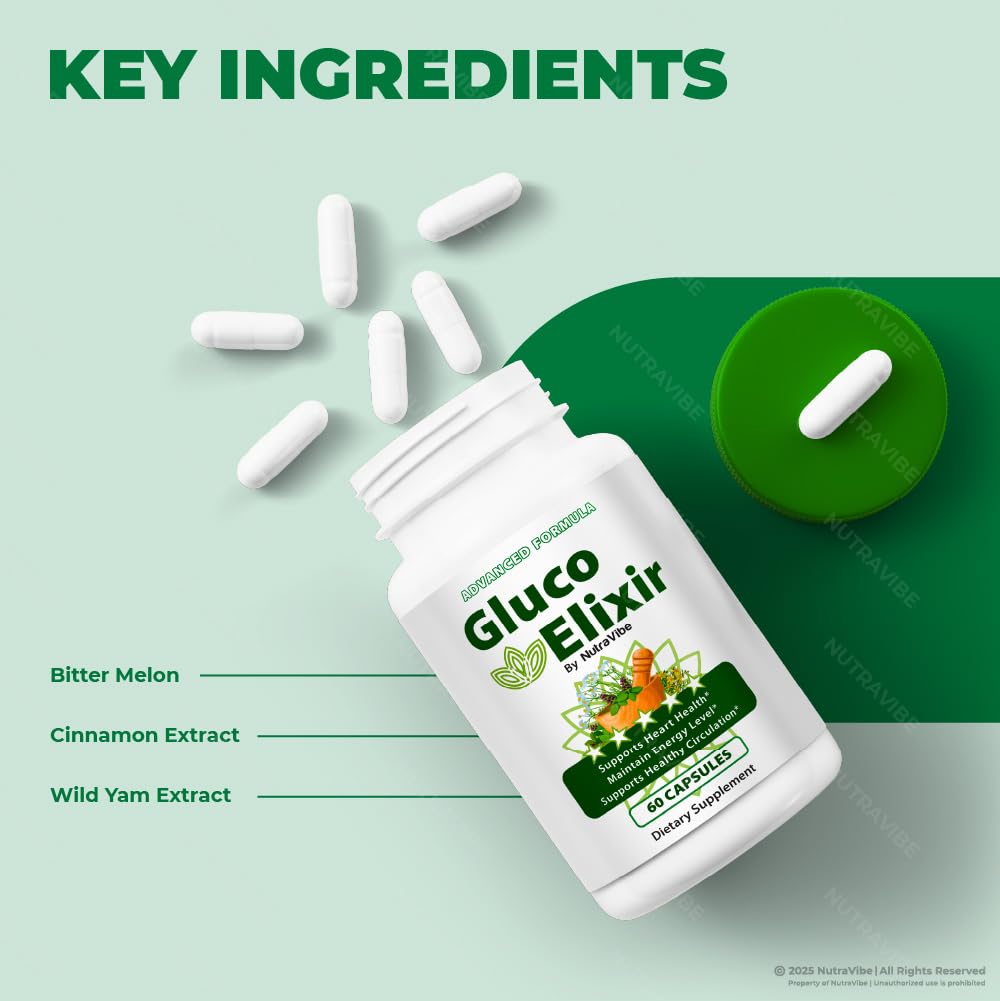 NutraVibe Gluco Elixir Capsule 180 Count