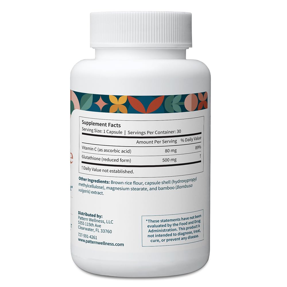 Pattern Wellness Glutathione Supplement, 30 Vegan Capsules