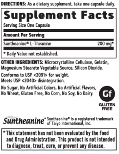 GNC L-Theanine 200mg Capsule 60 Count