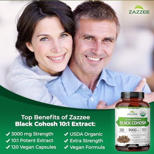 Zazzee Rhodiola Rosea and Organic Black Cohosh Capsules, 240 Capsules