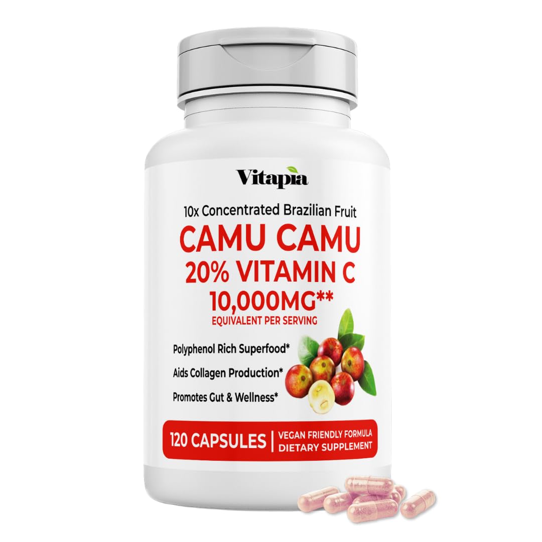 Vitapia Organic Camu Camu Extract 20% Vitamin C Capsules, 120 Count