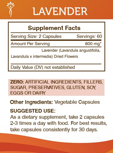 Secrets of the Tribe Lavender 800 mg Capsules, 120 Count