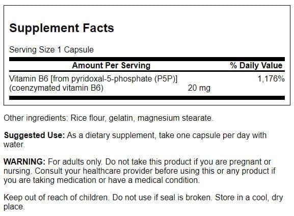 Swanson P-5-P Coenzymated Vitamin B-6, 20 mg Capsules, 240 Count