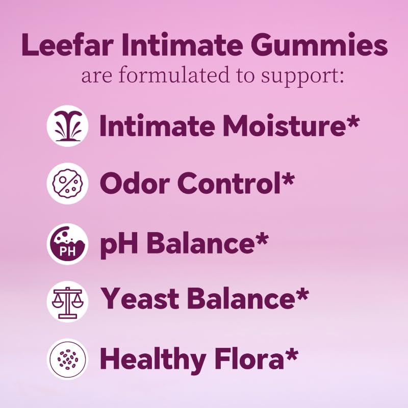 Leefar Women’s Probiotic + Slippery Elm Vaginal Probiotics + Prebiotic Fiber, 5 Billion CFU, Pineapple Flavor, 60 Gummies