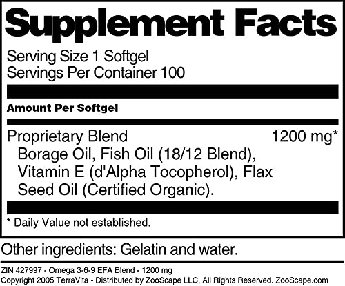 Terravita Omega 3-6-9 EFA Blend Softgels 200 Count
