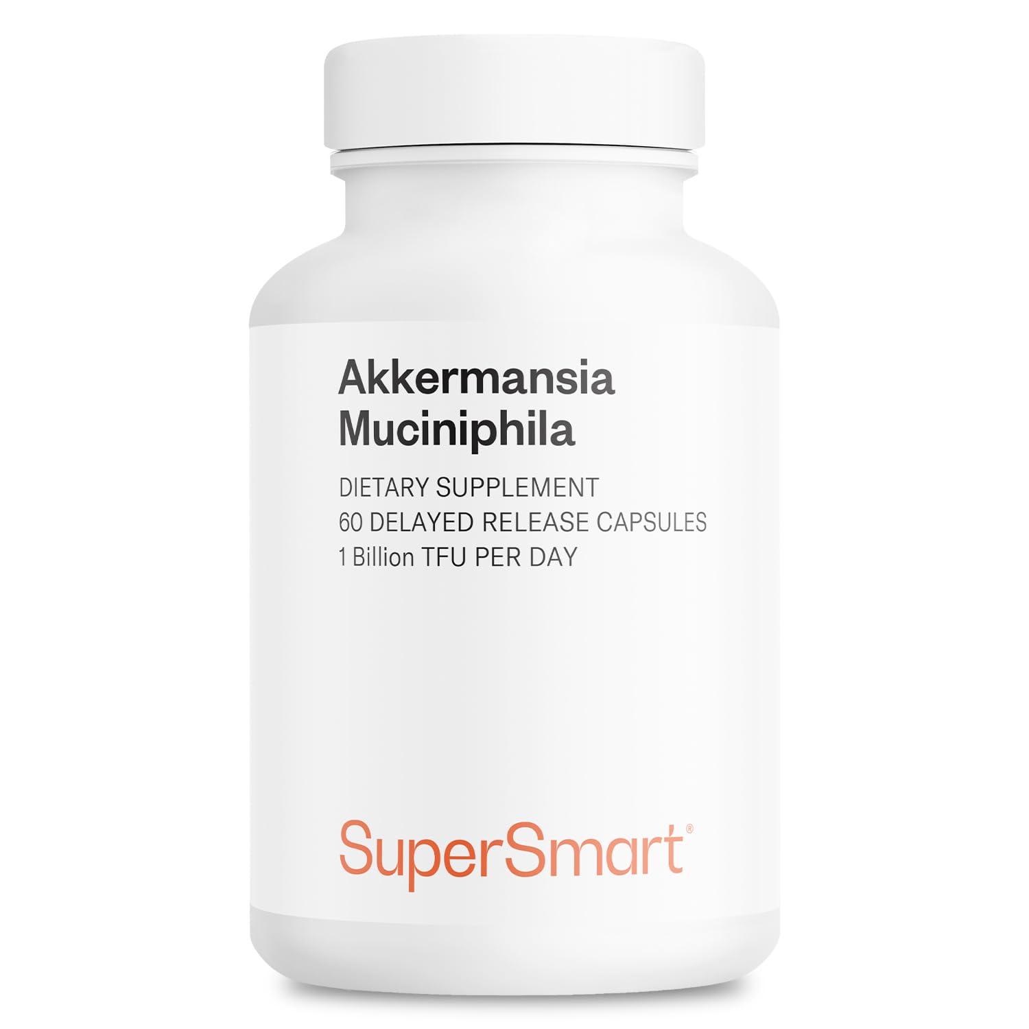 Supersmart Akkermansia Muciniphila 1 Billion TFU per Day Pasteurized Probiotic Capsule, 60 Count