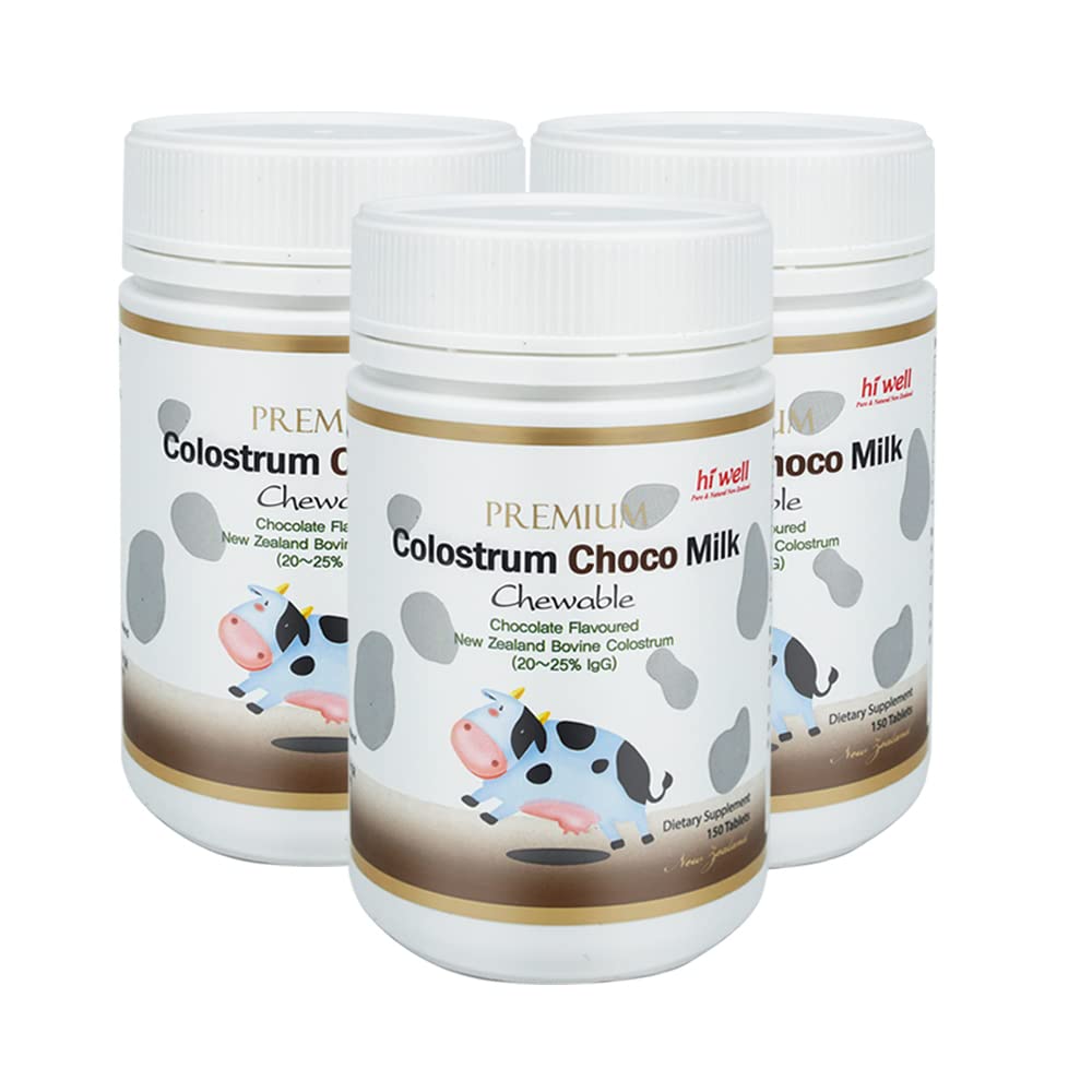 HI WELL PURE & NATURAL NEW ZEALAND Hi Well Premium Grass-Fed Colostrum Choco Chewable 450 Tablets