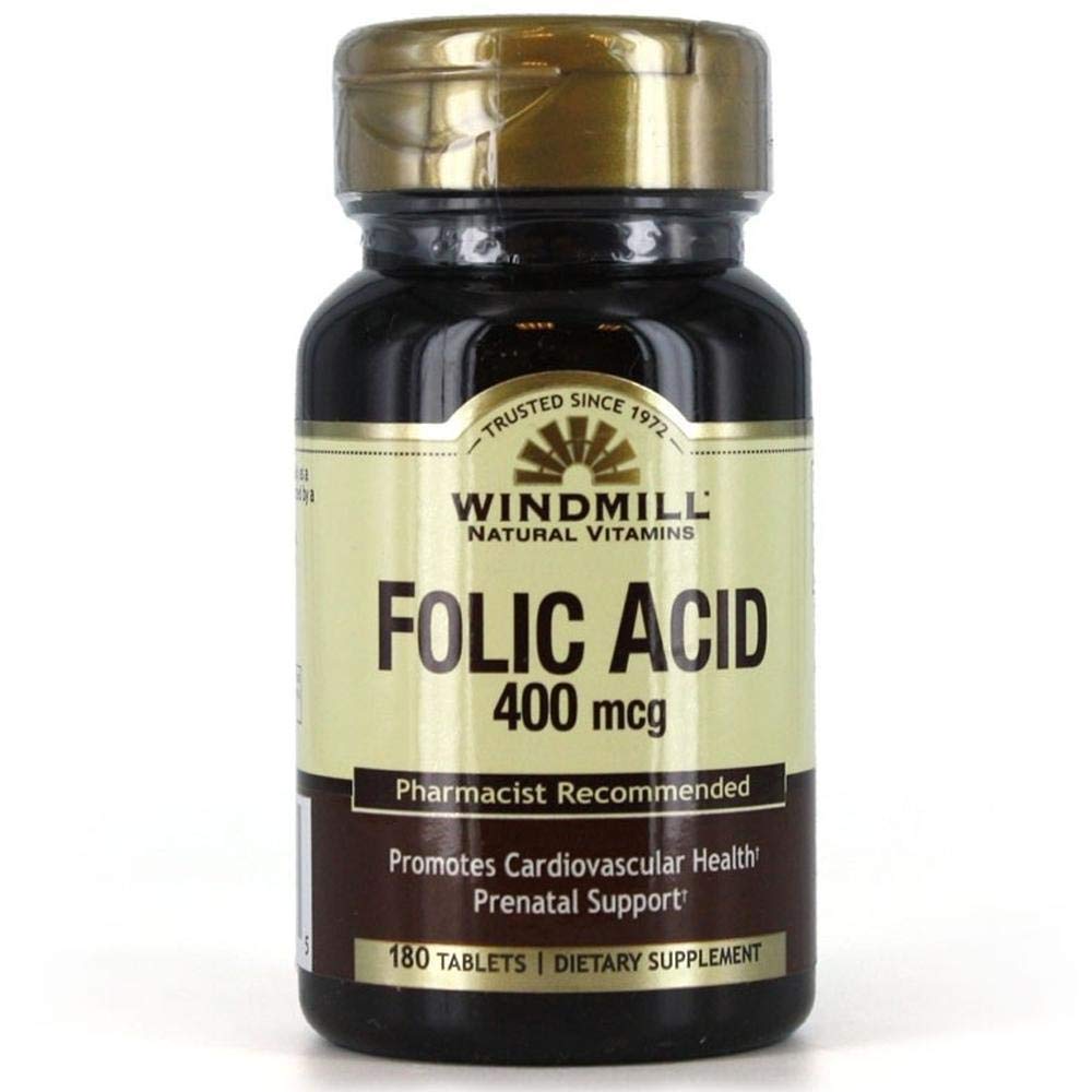 Windmill Folic Acid 400 mcg Tablets, 180 Count
