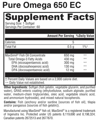 HormoneSynergy RetzlerRx Pure Omega 650 EC MaxSimil monoglyceride Fish Oil Softgels, 60 Count