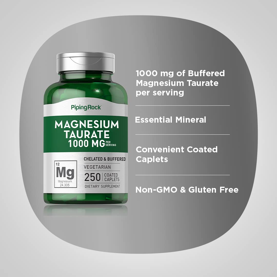 Piping Rock Magnesium Taurate 1000mg Caplets, 250 Count