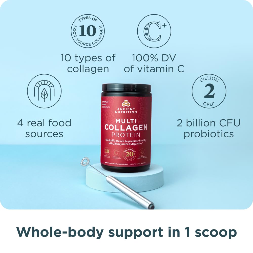 Ancient Nutrition Collagen Peptides Powder, Multi Collagen Protein, Unflavored, 100 Servings