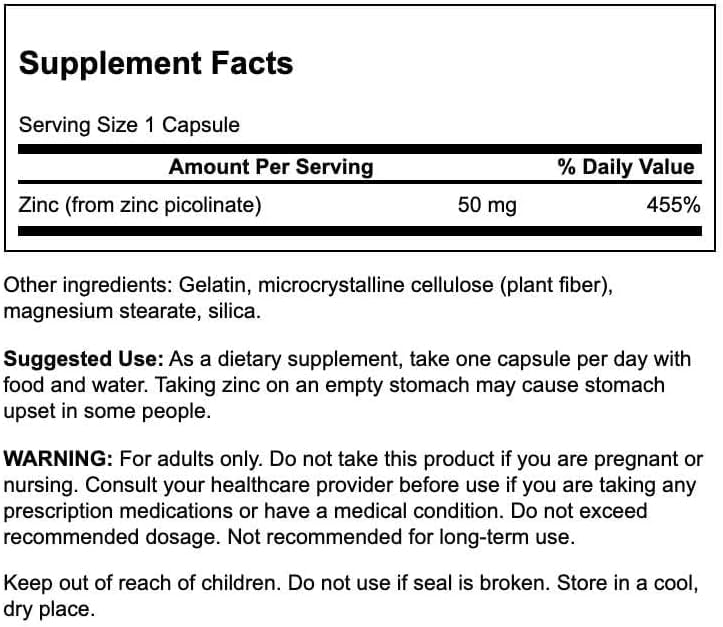 Swanson Premium Brand Zinc Picolinate Softgels, 60 Count