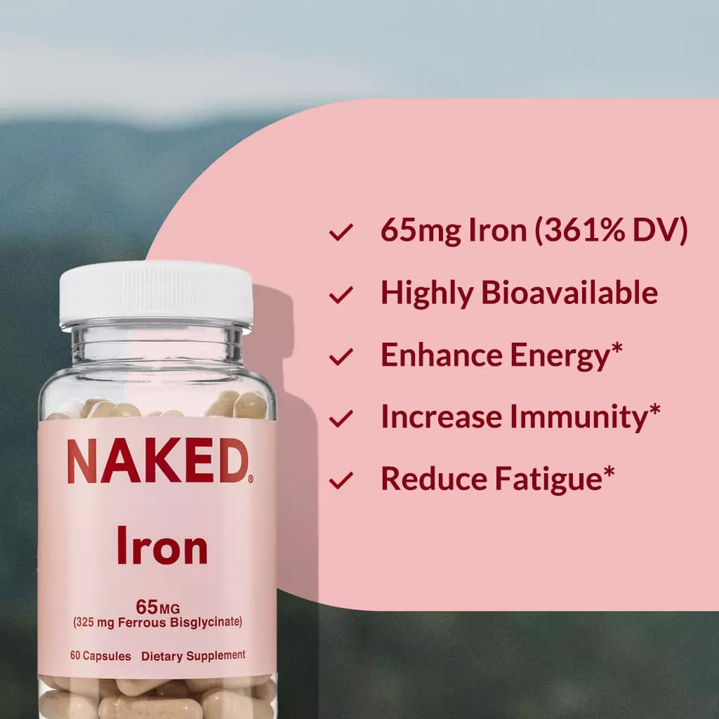 NAKED Iron 65mg, 325mg Ferrous Bisglycinate Capsule, 60 Capsules