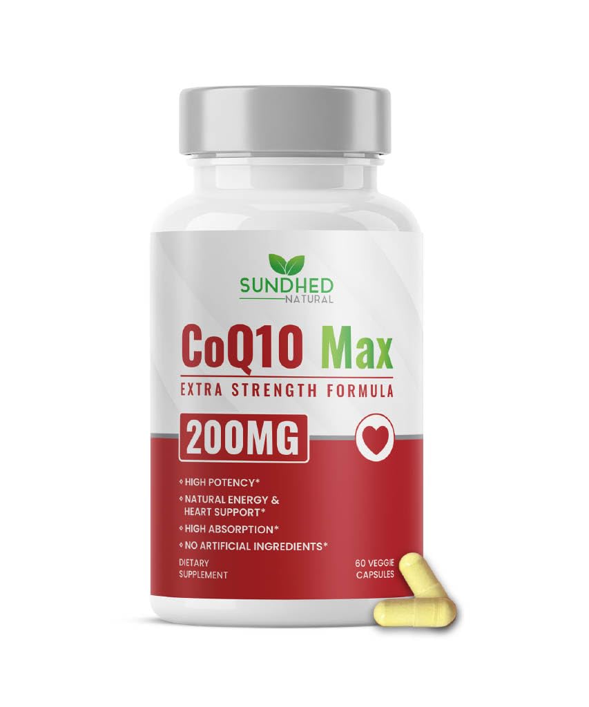 Sundhed Natural CoQ10 200mg Vegan Ultra High Absorption Capsule, 60 Count