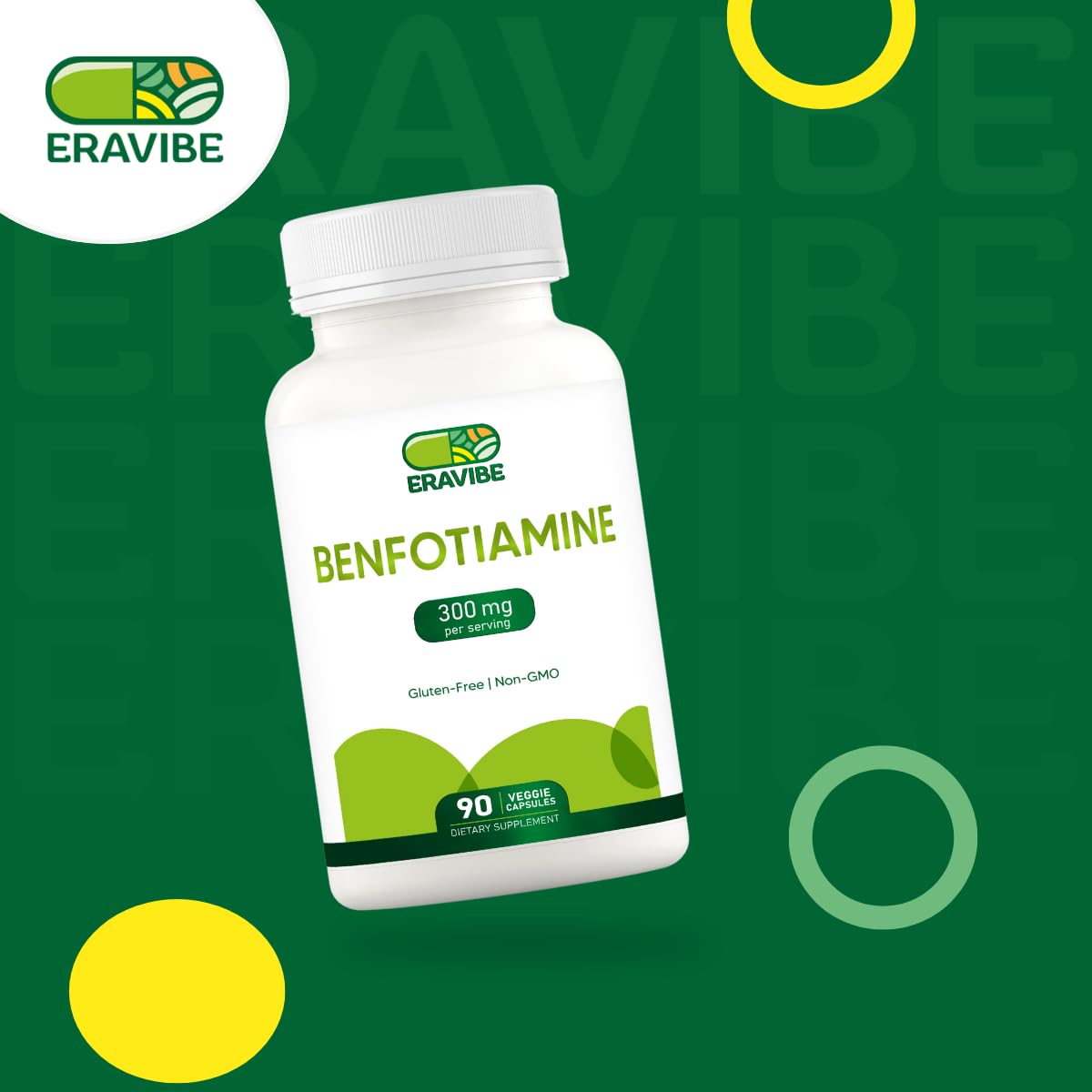 ERAVIBE Benfotiamine 300mg Vegetable Capsules, 90 Count
