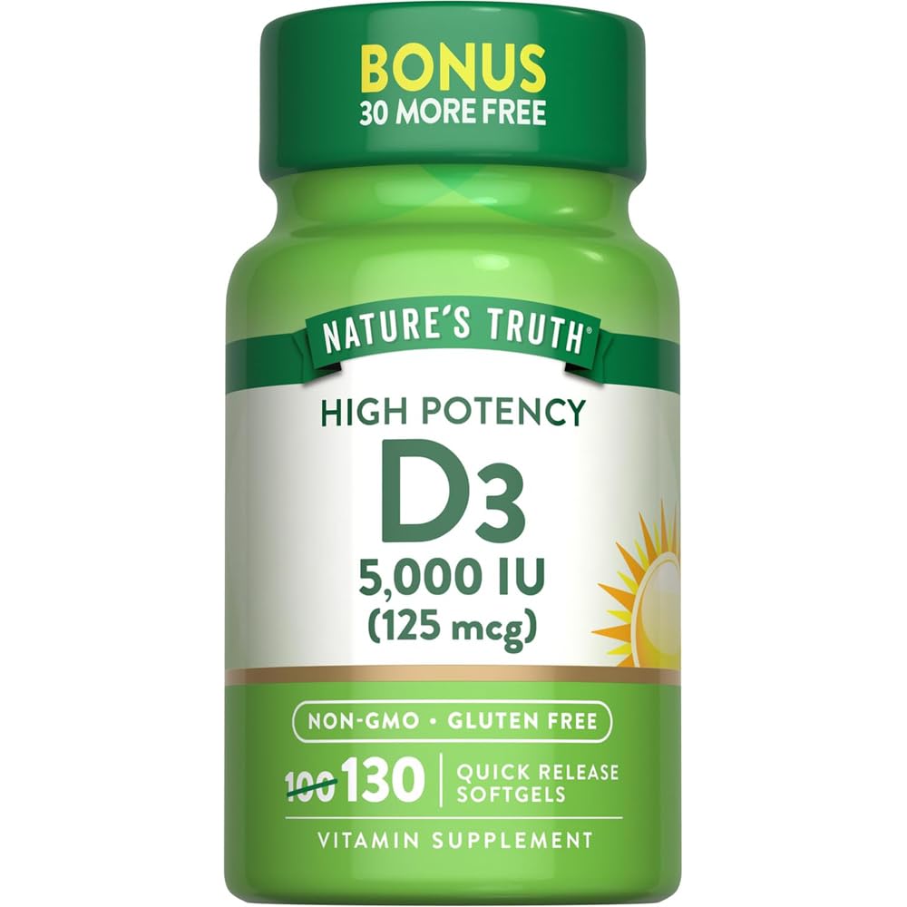 Nature's Truth D3 5000iu Softgel, 130 Softgels