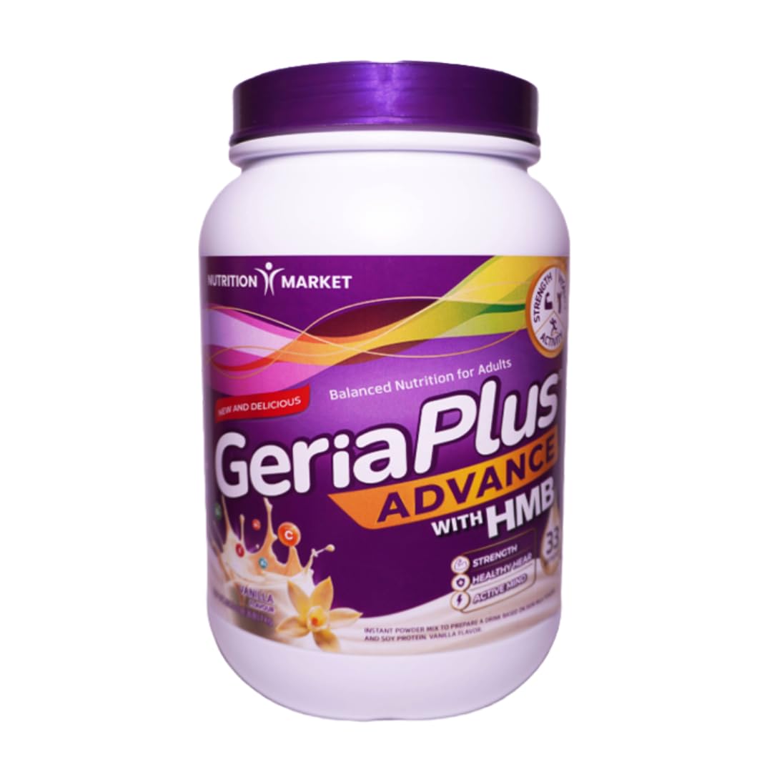 Geriaplus Advance Immune-Active High Protein Daily Nutritional Supplement Powder with HMB, Gluten Free, 2.2 lb