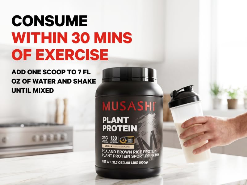 Musashi Plant Protein Powder Vanilla, 900g (1.98 lb)