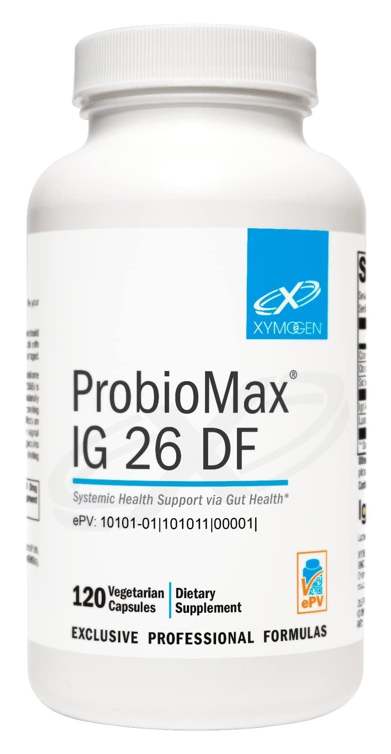 XYMOGEN ProbioMax IG 26 Immunized Egg Powder & Bacillus Coagulans Digestive Health Support Vegetarian, Gluten-Free & Non-GMO, 120 Capsules