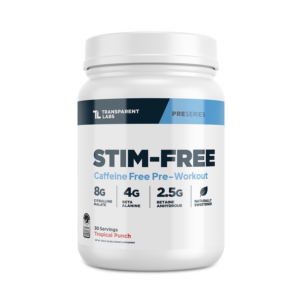 Transparent Labs Stim-Free Pre-Workout Powder 30 Servings