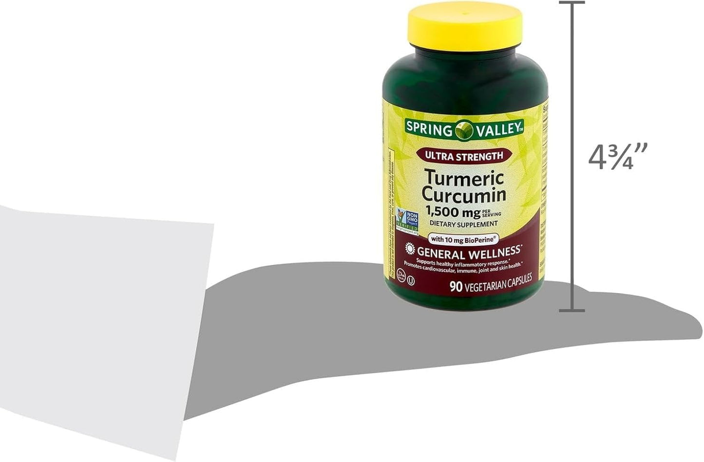 BASKETGOODS Spring Valley Turmeric Curcumin 1500mg with Black Pepper Capsules, 90 Count