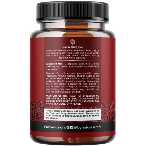 Natures Craft Red Yeast Rice with CoQ10 Capsules, 240 Count