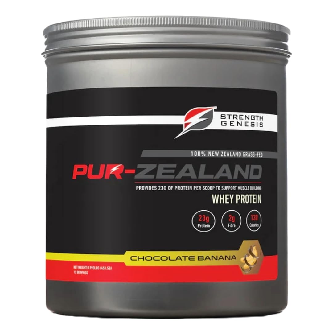 Strength Genesis Grass-Fed Whey Protein Powder - Chocolate Banana Pur Zealander, 1 lb, 16 Servings