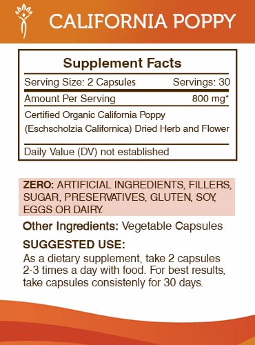 Secrets of the Tribe California Poppy Capsules, 60 Count