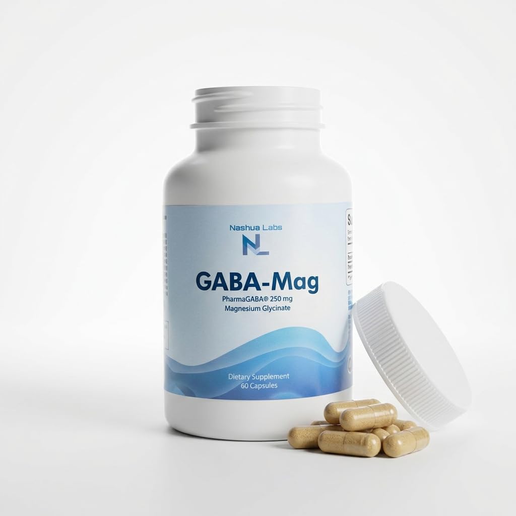 Nashua Labs GABA-Mag GABA Supplement 250 mg with Magnesium Glycinate, 60 Capsules