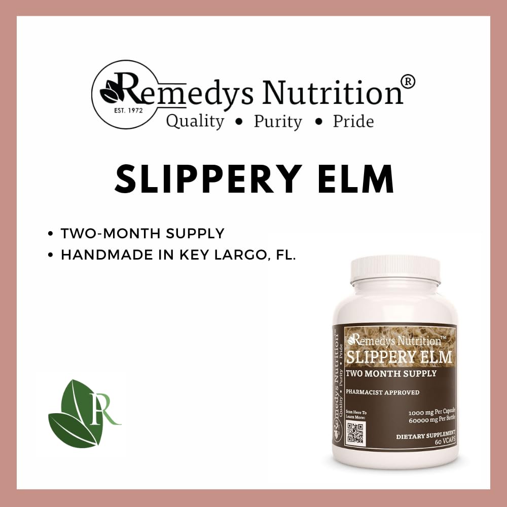 Remedy’s Nutrition Slippery Elm Bark 1,000 mg, 60 Capsules